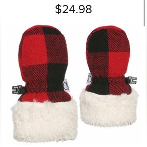 KOMBI infant Mitttens 12-24 Months Red Buffalo Plaid